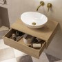 600mm Oak Wood Effect Wall Hung Countertop Vanity Unit with Oval Basin - Lugo