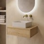 600mm Oak Wood Effect Wall Hung Countertop Vanity Unit with Square Basin - Lugo