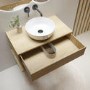 Grade A2 - 800mm Oak Wall Hung Countertop Vanity Unit with Round Basin and Shelves - Lugo