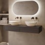 1200mm Walnut Wood Effect Wall Hung Countertop Vanity Unit with Oval Basin - Lugo