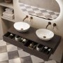 1200mm Walnut Wood Effect Wall Hung Countertop Vanity Unit with Oval Basin - Lugo