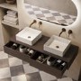1200mm Walnut Wall Hung Countertop Vanity Unit with Square Basin - Lugo