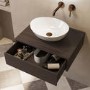 600mm Walnut Wood Effect Wall Hung Countertop Vanity Unit with Oval Basin - Lugo