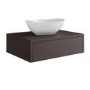 600mm Walnut Wood Effect Wall Hung Countertop Vanity Unit with Oval Basin - Lugo