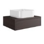600mm Walnut Wall Hung Countertop Vanity Unit with Curved Square Basin - Lugo