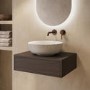 600mm Walnut Wood Effect Wall Hung Countertop Vanity Unit with Basin - Lugo