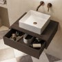 600mm Walnut Wall Hung Countertop Vanity Unit with Square Basin - Lugo