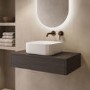 800mm Walnut Wall Hung Countertop Vanity Unit with Curved Square Basin - Lugo