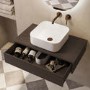 800mm Walnut Wall Hung Countertop Vanity Unit with Curved Square Basin - Lugo