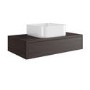 800mm Walnut Wall Hung Countertop Vanity Unit with Curved Square Basin - Lugo