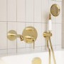 Brushed Brass 2 Outlet Mixer Shower Set With Bath Filler Spout - Lyla