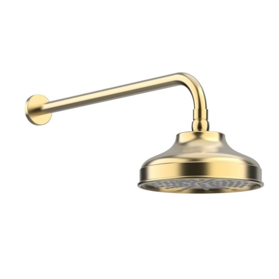 Brushed Brass 2 Outlet Wall Mounted Mixer Shower Set With Hand Shower - Lyla