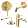 Brushed Brass Basin Mixer Tap & Bath Filler Tap with Concealed Valve Pack - Lyla