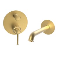 Brushed Brass Traditional Bath Spout and 2 Outlet Valve Set - Lyla
