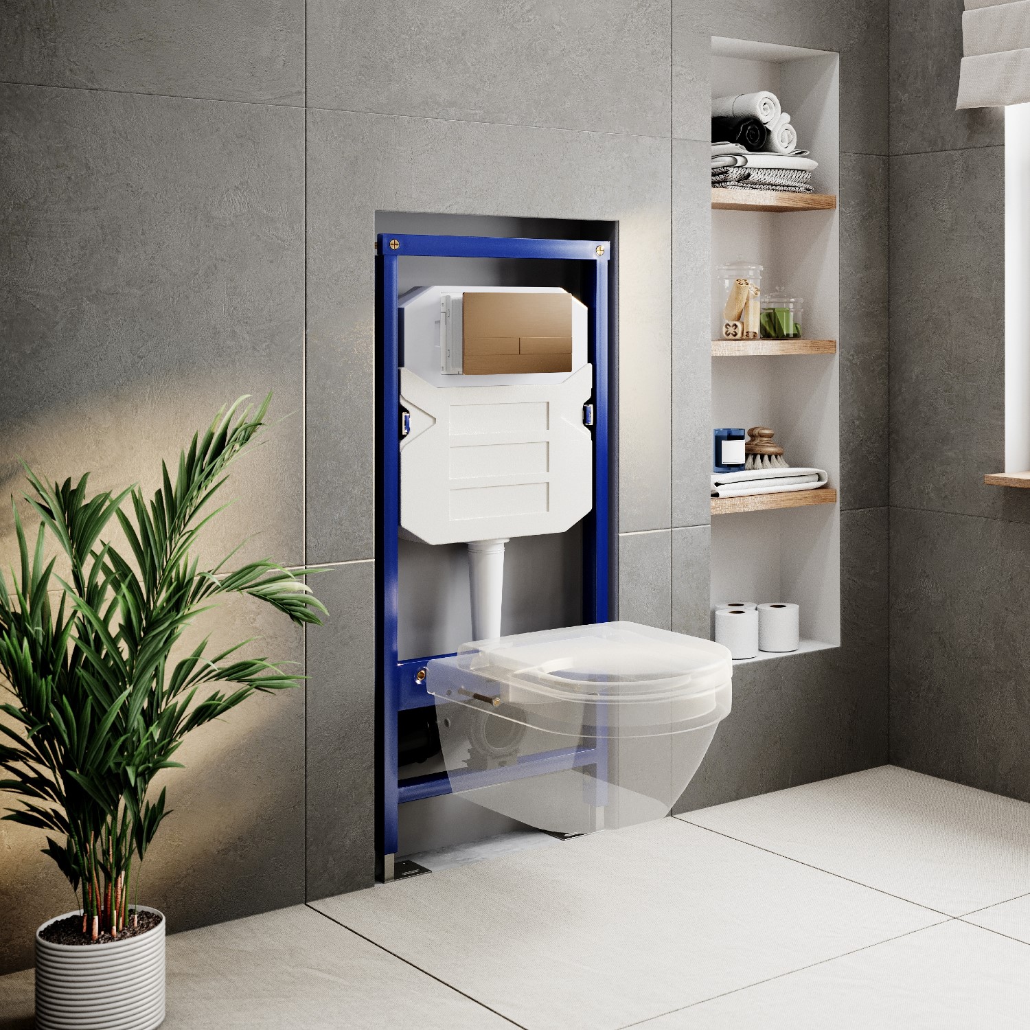 Photos - Concealed Frame / Cistern Frame Concealed Cistern 1180mm Wall Hung Toilet  with Flush Plate in Brushed Bronze - Live Your Colour Bronze BUN/LYCBB02/850 