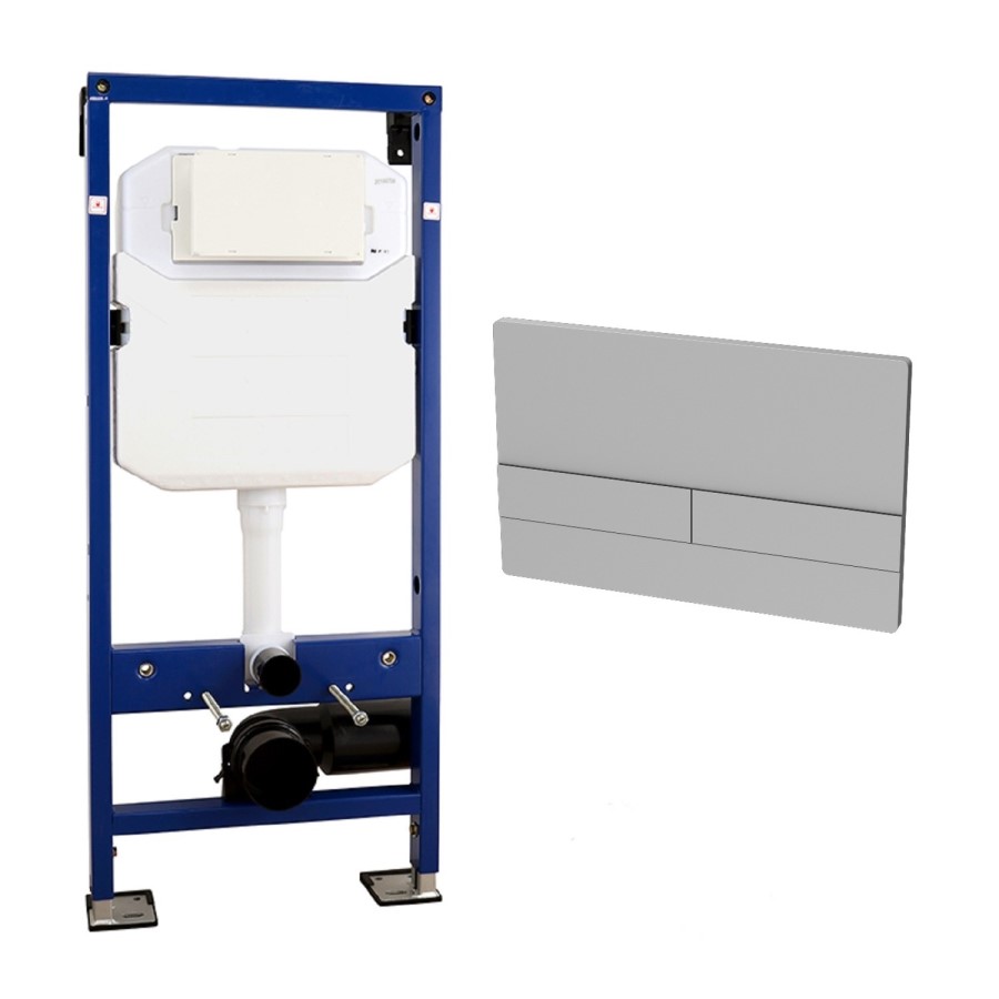 1180mm Wall Hung Toilet Frame & Satin Dual Flush Plate with Concealed Cistern - Live Your Colour