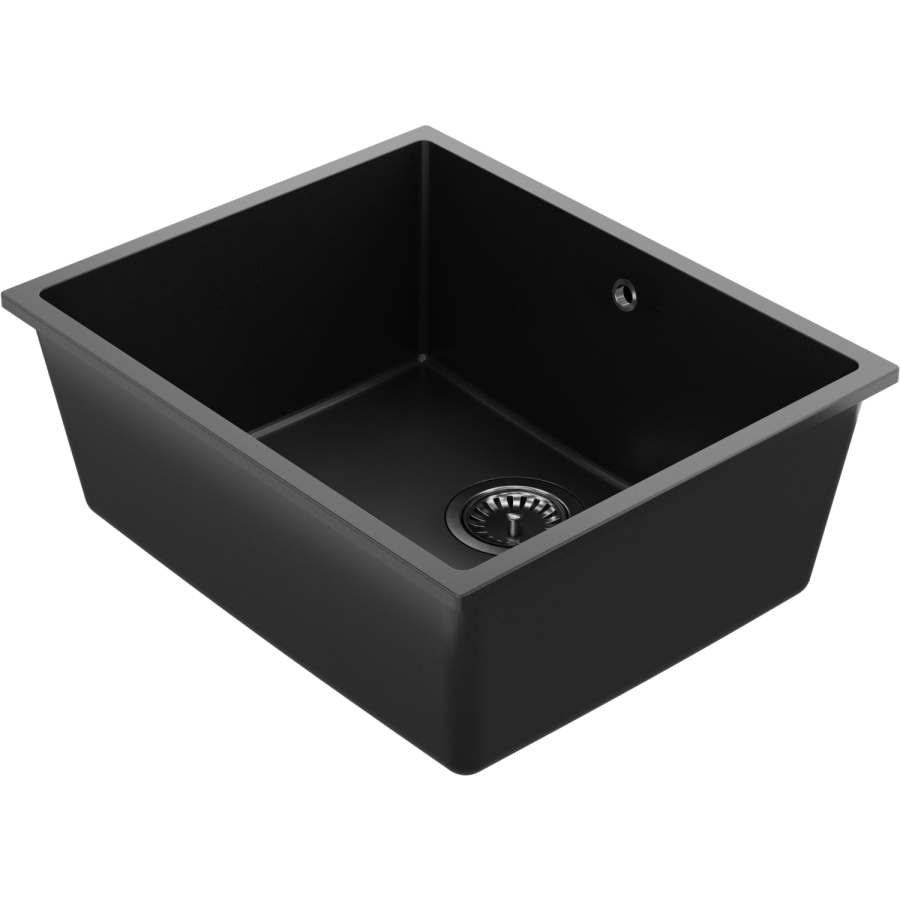 Single Bowl Undermount Black Granite Composite Kitchen Sink - Enza Madison