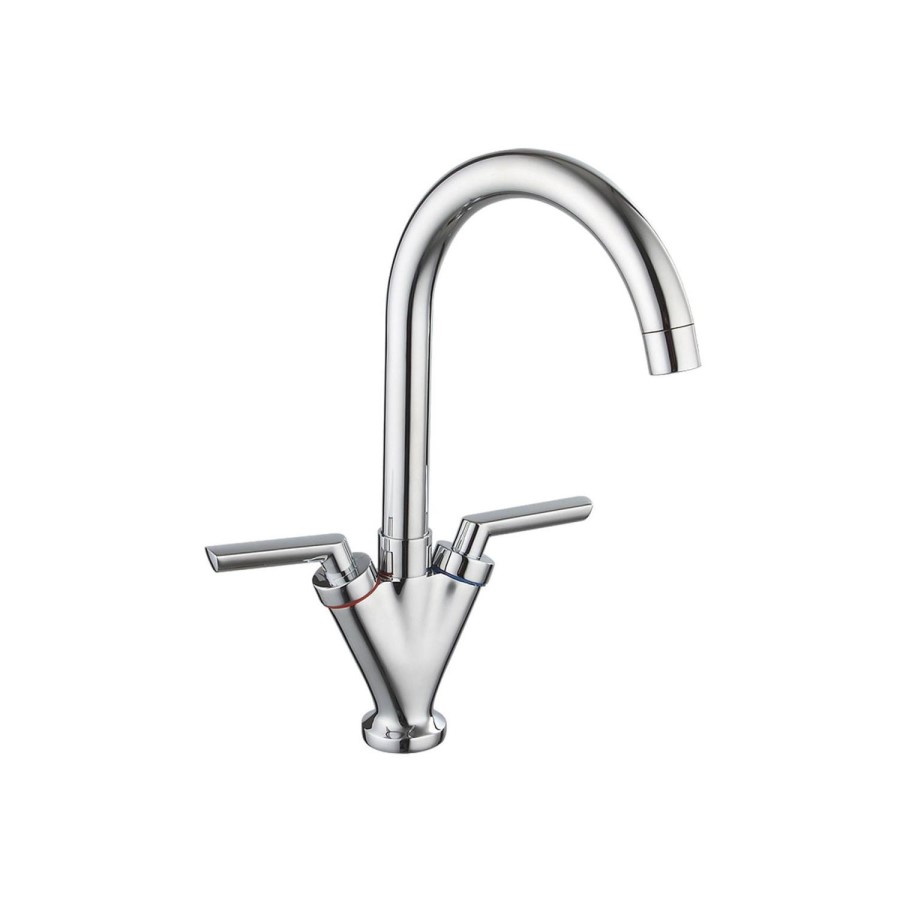 Chrome Dual Lever Kitchen Mixer Tap - Essence Hector