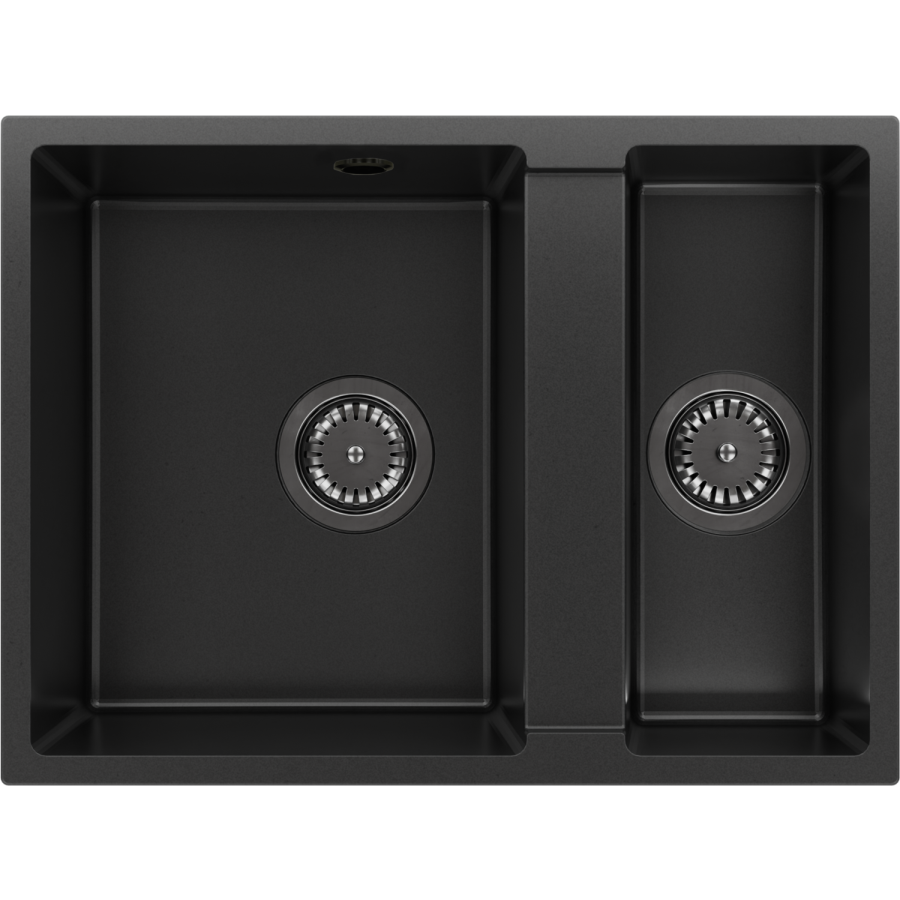 1.5 Bowl Undermount Black Granite Composite Kitchen Sink Reversible - Enza Madison