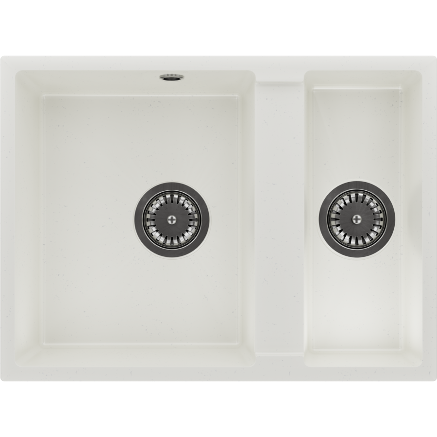 1.5 Bowl White Undermount Composite Kitchen Sink with Chrome Dual Lever Kitchen Mixer Tap - Enza
