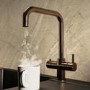 Bronze 3 in 1 Instant Boiling Water Kitchen Tap & Black Undermount Workstation Sink with Accessories Set - Mae