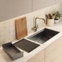 Brass 3 in 1 Instant Boiling Water Kitchen Tap & Black Undermount Workstation Sink with Accessories Set - Mae