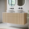 1250mm Wooden Wall Hung Countertop Vanity Unit with Stone Effect Basins - Matira