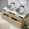 1250mm Wooden Wall Hung Countertop Vanity Unit with Stone Effect Basins - Matira