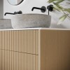 1250mm Wooden Wall Hung Countertop Vanity Unit with Stone Effect Basins - Matira