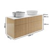 1250mm Wooden Wall Hung Countertop Vanity Unit with Stone Effect Basins - Matira