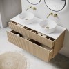 1250mm Wooden Wall Hung Countertop Vanity Unit with Round Basins - Matira