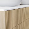 1250mm Wooden Wall Hung Countertop Vanity Unit with Round Basins - Matira