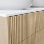 1250mm Wooden Fluted Wall Hung Double Countertop Vanity Unit with Round Basins - Matira