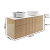 1250mm Wooden Wall Hung Countertop Vanity Unit with Round Basins - Matira