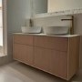 Grade A2 - 1250mm Wooden Fluted Wall Hung Double Countertop Vanity Unit - Matira