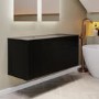 1250mm Black Wooden Fluted Wall Hung Countertop Double Vanity Unit - Matira