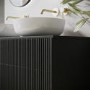 1250mm Black Wooden Fluted Wall Hung Countertop Double Vanity Unit with Round Basin - Matira
