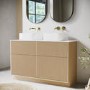 1250mm Wooden Freestanding Countertop Double Vanity Unit with Square Basin - Matira
