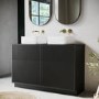1250mm Black Wooden Freestanding Countertop Double Vanity Unit with Square Basin - Matira