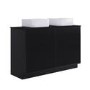 1250mm Black Wooden Freestanding Countertop Double Vanity Unit with Square Basin - Matira