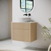 650mm Wooden Wall Hung Countertop Vanity Unit with Stone Effect Basin - Matira