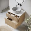 650mm Wooden Wall Hung Countertop Vanity Unit with Stone Effect Basin - Matira