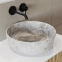 650mm Wooden Fluted Wall Hung Countertop Vanity Unit with Stone Effect Basin - Matira