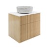 650mm Wooden Wall Hung Countertop Vanity Unit with Stone Effect Basin - Matira