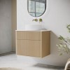 650mm Wooden Wall Hung Countertop Vanity Unit with Round Basin - Matira