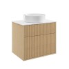 650mm Wooden Wall Hung Countertop Vanity Unit with Round Basin - Matira