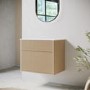 650mm Wooden Fluted Wall Hung Countertop Vanity Unit - Matira