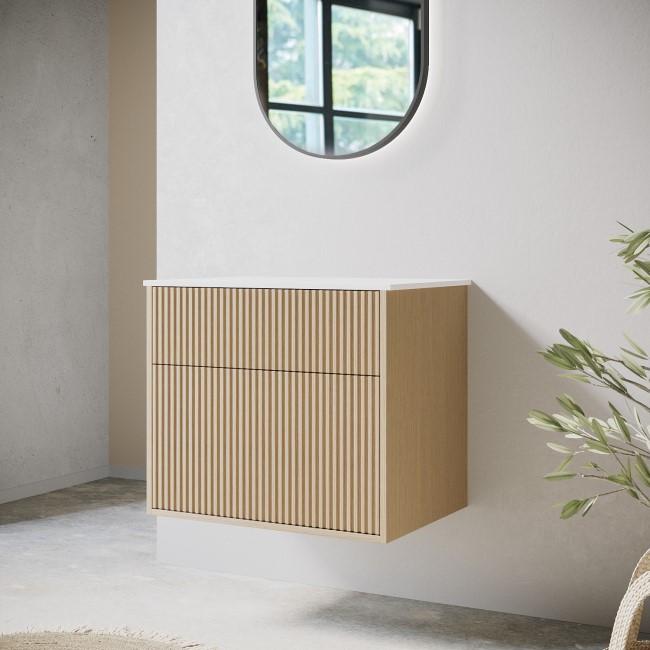 650mm Wooden Wall Hung Countertop Vanity Unit - Matira