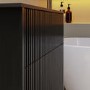 ONLY OPENED - 650mm Black Wooden Fluted Wall Hung Countertop Vanity Unit - Matira