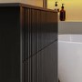 Grade A1 - 650mm Black Wooden Fluted Wall Hung Countertop Vanity Unit - Matira
